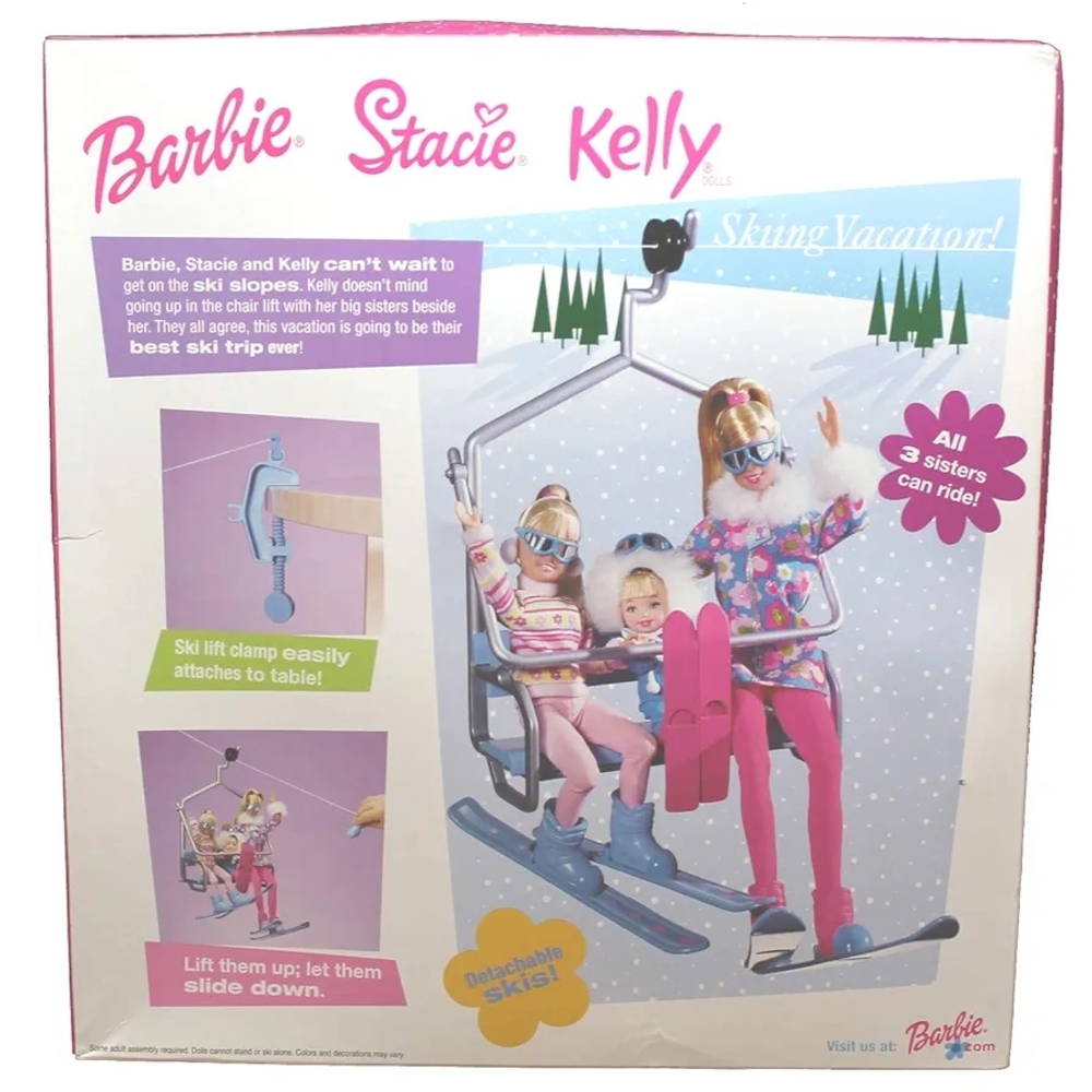 Barbie Stacie Kelly Skiing Vacation Doll Set, Working Chair Lift (2000) Playset - Picture 3 of 6